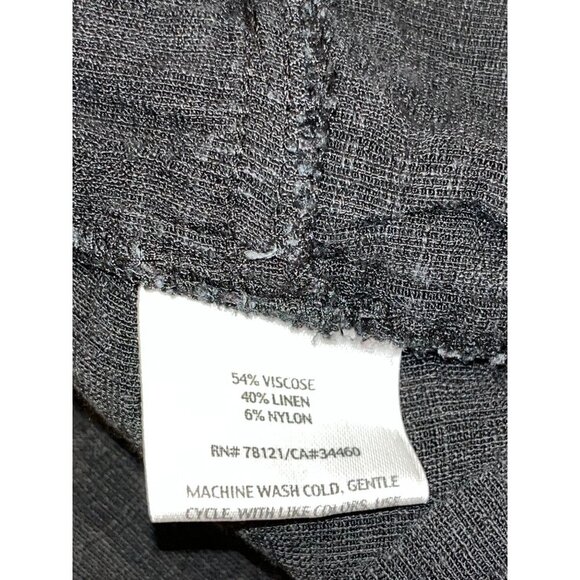 Eileen Fisher Black Linen Blend Button-Front Tunic 3/4 Sleeves Women's Top L - Picture 8 of 8